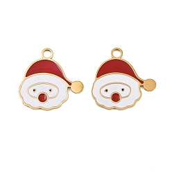 Santa Claus 304 эмалированные подвески из нержавеющей стали с рождественской тематикой, золотые, Дед Мороз, 17.5x18x0.8 мм, отверстие : 2 мм
