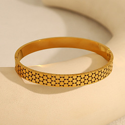 Golden 304 Stainless Steel Hollow Honeycomb Hinged Cuff Bangles for Women, Golden, Inner Diameter: 1.97 inch(5cm)x2.36 inch(6cm)