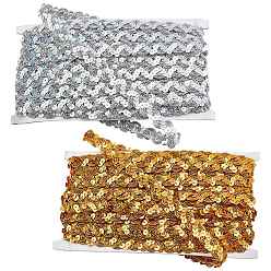 Mixed Color 2Cards 2 Colors Polyester Paillette/Sequins Chain Rolls, Clothing Ornament Accessories, Mixed Color, 16mm, 13m/card, 1card/color