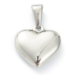 Letter N 304 Stainless Steel Pendants, Heart with Black Letter, Stainless Steel Color, Letter.N, 16x16x4.5mm, Hole: 7x3mm