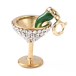 Drink 304 подвесные украшения из эмали и стразов из нержавеющей стали, золотые, коктейль, 37 мм, отверстие : 3 мм
