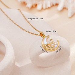 Прозрачный Ожерелья с подвеской в виде бабочки и луны из латуни и смолы для женщин, золотые, прозрачные, 15.75 дюйм (40 см)