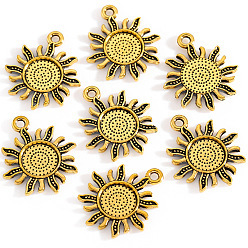 Античное Золото Сеттинги для кулона(кабошонов), сплав, солнце, античное золото , лоток : 8 мм, 20.5x18x1.5 мм, отверстие : 2 мм