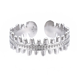 Нержавеющая Сталь Цвет Не тускнеет 304 открытое кольцо-манжета из нержавеющей стали с рыбьей костью, массивное кольцо для женщин, цвет нержавеющей стали, размер США 6 3/4 (17.1 мм)