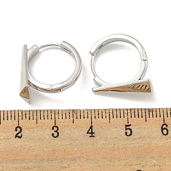 Real Platinum Plated Brass Hoop Earrings, Triangle, Real Platinum Plated, 16.5x9mm