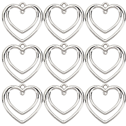 Античное Серебро 50шт. подвески-соединители из сплава в тибетском стиле с открытой задней панелью, для diy уф смолы, эпоксидная смола, Прессованные цветочные украшения, без свинца и без кадмия, сердечные ссылки, античное серебро, 24.5x25x1.5 мм, отверстие : 1~2 мм, 50 шт / коробка