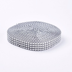Серебро 4 ряды рулон пластиковой алмазной сетки, горный хрусталь хрустальная лента, украшение свадебного торта, серебряные, 20x1 мм, о 10yards / рулон (9 м / рулон)