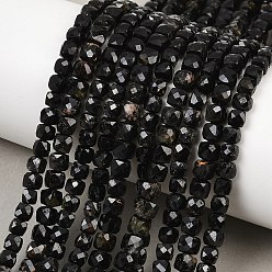 Турмалин Натуральный черный турмалин бисер нитей, граненые, кубические, 4~4.5x4~4.5x4~4.5 мм, отверстие : 0.9 мм, около 88~98 шт / нитка, 15.35''~15.55'' (39~39.5 см)