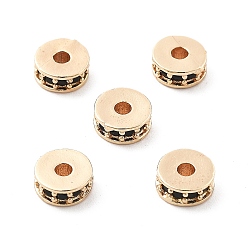 Light Gold Латунные микро проложить кубического циркония бусы, долговечный, стойки покрытие, плоско-круглые, золотой свет, 6x2.5 мм, отверстие : 1.8 мм