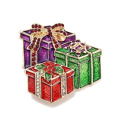 Другие Рождественские эмалевые булавки, штыри отворотом сплава горного хрусталя для одежды рюкзака, подарочная коробка, 47x46 мм