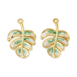 Настоящее золото 18K 304 нержавеющей стальной эмали подвески, ионное покрытие (ip), лист прелести, реальный 18 k позолоченный, 27.5x19x2.5 мм, отверстие : 1.4 мм