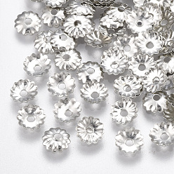 Платина Железный шарик крышки, без никеля , цветок, платина, 5x1 мм, отверстие : 1 мм