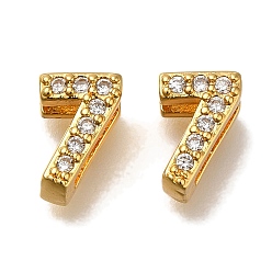 Настоящее золото 18K Стойка покрытие номер латунь микропаве прозрачный кубический цирконий silde подвески, долговечный, без свинца и без кадмия, большое отверстие шарик, реальный 18 k позолоченный, 8.8x6x4.5 мм, отверстие : 6.5x1.5 мм