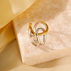 Золотой & Цвет Нержавеющей Стали Регулируемые 304 манжеты из нержавеющей стали для женщин, золотые и нержавеющая сталь цвет, 15.5 мм, размер США 6 1/2 (16.9 мм)