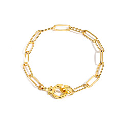 Золотой Латунные кабельные цепи браслеты для женщин, золотые, 7.87 дюйм (20 см)