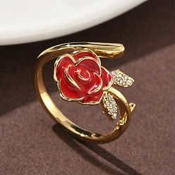 (123L) Белый крем непрозрачный блеск Кольца-манжеты из цветочной латуни с микропаве из кубического циркония, с эмалью для женщин, без кадмия и без свинца, стойки покрытие, реальный 18 k позолоченный, огнеупорный кирпич, 11 мм, внутренний диаметр: 18 мм