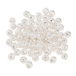Серебро Латунные бусины, полый круглый, серебряные, 6x5.5 мм, отверстие : 2 мм
