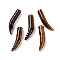 Тигровый глаз Природных тигровый глаз бисером, без отверстия , рог, 35~37x7~8x7~7.5 мм