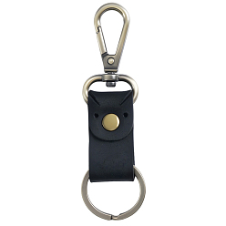 Черный Брелоки из коровьей кожи и сплава, с поворотными застежками, чёрные, 10.15 см