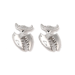 Real Platinum Plated Brass Pendants, Cadmium Free & Nickel Free & Lead Free, Fish, Real Platinum Plated, 18.5x13x3mm, Hole: 1.8mm