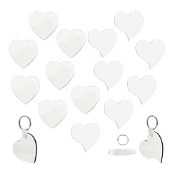 Stainless Steel Color Sublimation Blanks Keychains, MDF Board Heat Transfer Keyring, for Heat Press, Heart, Stainless Steel Color, Stainless Steel Color, 85x54.5mm, 81x50mm, 20sets/bag