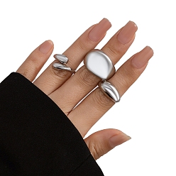 Платина Открытые кольца манжеты из сплава, комплект украшений для женщин, платина, внутренний диаметр: 17~19 мм, 3 шт / комплект