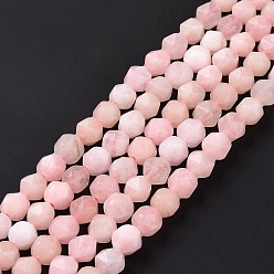 Pink Natural Quartz Beads Strands, Faceted Polygon, Dyed & Heated, Pink, 7.5~8x8x8mm, Hole: 1.2mm, about 48pcs/strand, 15.35 inch(39cm)