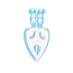 Другие Хэллоуин акриловые подвески, сердце с черепом, 48x23x2.5 мм, отверстие : 1.6 мм