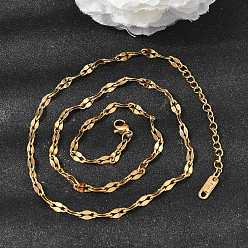 Золотой 4 мм, унисекс 304 цепочка из нержавеющей стали с насечками, золотые, 17.60 дюйм (44.7 см)