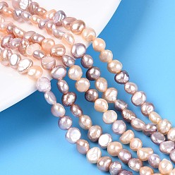 (52) Непрозрачная лаванда Нити из натурального культивированного пресноводного жемчуга, двух сторон полированной, разноцветные, 4~6x5~6x3~5 мм, отверстие : 0.5~0.6 мм, около 72~76 шт / нитка, 13.78~13.98'' (35~35.5 см)