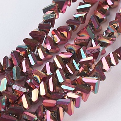 Гальванический Розовый Золотой Стеклянные бусины с гальваническим покрытием , полное покрытие, граненые, треугольные, покрытием из розового золота, 3x4x3 мм, отверстие : 1 мм, около 149 шт / нитка, 13.3 дюйм (34 см)