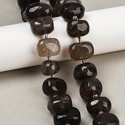 Дымчатый Кварц Природный дымчатый кварц нитей бисера, граненые, самородки, с бисером, 13.5~16x18.5~21.5x13.5~16 мм, отверстие : 0.9 мм, около 23 шт / нитка, 15.35~15.47'' (39~39.3 см)