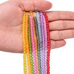 Mixed Color Frosted Glass Bead Strands, Round, Mixed Color, 4mm, Hole: 1.1~1.6mm, about 200pcs/strand, 31.4 inch