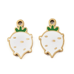 Vegetables Овощи 304 эмалированные подвески из нержавеющей стали, ионное покрытие (ip), золотые, редис, 14.5x9x1.5 мм, отверстие : 1.4 мм