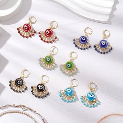 (52) Непрозрачная лаванда Серьги ручной работы сглаза лэмпворк лебербек, со стеклянными бисеринами, золотые, разноцветные, 37x29 мм