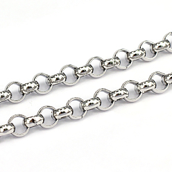 Нержавеющая Сталь Цвет Устойчивые к потускнению 304 цепи Rolo из нержавеющей стали, отрыгивающие цепи, несварные, цвет нержавеющей стали, 7x3 мм