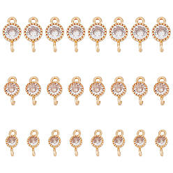 Light Gold 24 шт. 3 стили латуни проложить прозрачный фианит соединитель подвески, плоская круглая ссылка, долговечный, без кадмия и без свинца, золотой свет, 11.5~13.5x5~7.5x3~4.5 мм, отверстия:, 1.5~2 мм, 8 шт / стиль