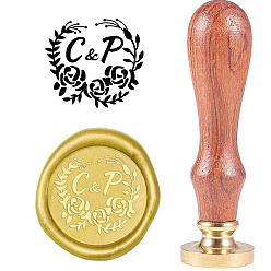 Цветок Латунь ретро воск печать штамп, с деревянной ручкой для украшения постов, изготовление открыток своими руками, цветочный узор, 90 мм, штампы: 25x14.5 мм