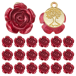 (123L) Белый крем непрозрачный блеск 30шт. подвески из непрозрачной смолы в виде розы, подвески-цветы с фурнитурой из позолоченного сплава, огнеупорный кирпич, 16.5x14.5x8 мм, отверстие : 2 мм