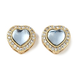 Лазурный Смоляные пришивные стразы, с латунными микро проложить кубических выводы циркония, без кадмия, без никеля и без свинца, сердце, реальный 18 k позолоченный, лазурный, 9.5x9.5x6.5 мм, отверстие : 0.6 мм