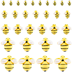 Желтый 60 шт 5 стили кабошоны из непрозрачной смолы, Пчелы, желтые, 9.5~28x9~29.5x3~8 мм