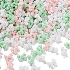 Зеленый Непрозрачные акриловые бусины, бантом, зелёные, 7.5x10x5.5 мм, отверстие : 1.6 мм, 2631 шт / 500 г