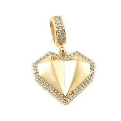 Прозрачный Латунные микро проложить кубического циркония подвески, без кадмия, без никеля и без свинца, сердце прелести, реальный 18 k позолоченный, прозрачные, 20.5x22x4 мм, отверстие : 7.5x5 мм