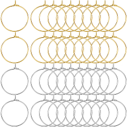 Платиновый & Золотой 200 шт 2 цвета латунные кольца-шармы для бокалов вина, Обручальные серьги, без никеля , платиной и золотом, 20x0.8 мм, 20 датчик, 100 шт / цвет