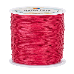 Темно-Розовый 1 рулонные вощеные полиэфирные шнуры, витой шнур, темно-розовыми, 0.5 мм, около 115.92 ярдов (106 м) / рулон
