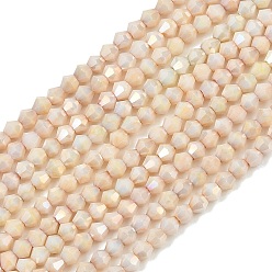 Blanco Antiguo Hebras de cuentas de vidrio bicono galvanizadas, de piedras preciosas de imitación, color de ab chapado, facetados, teñido, blanco antiguo, 3x2.5 mm, agujero: 0.8 mm, sobre 139 unidades / cadena, 14.76'' (37.5 cm)