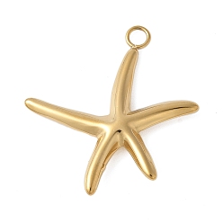 Морская звезда 304 подвески из нержавеющей стали, золотые, морская звезда, 29x27x4 мм, отверстие : 2.5 мм
