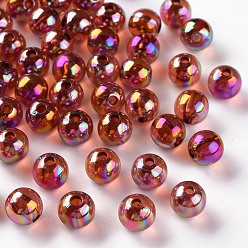 Шоколадный Прозрачные акриловые бусины, с покрытием AB цвета, круглые, цвет шоколада, 8x7 мм, отверстие : 2 мм, Около 1745 шт / 500 г