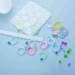 Белый Силиконовые формы для колец с драгоценными камнями, формы для литья смолы, для уф-смолы, изготовление ювелирных изделий из эпоксидной смолы, белые, 195x14x12 мм, 108x122x7.5 мм, внутренний диаметр: 7~21.4x8~21.4 мм, 2 шт / комплект