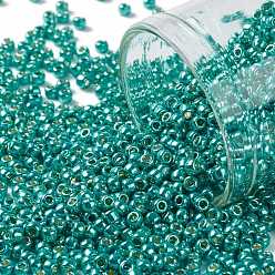 (PF569) PermaFinish Turquoise Metallic TOHO Round Seed Beads, Japanese Seed Beads, (PF569) PermaFinish Turquoise Metallic, 11/0, 2.2mm, Hole: 0.8mm, about 1110pcs/bottle, 10g/bottle